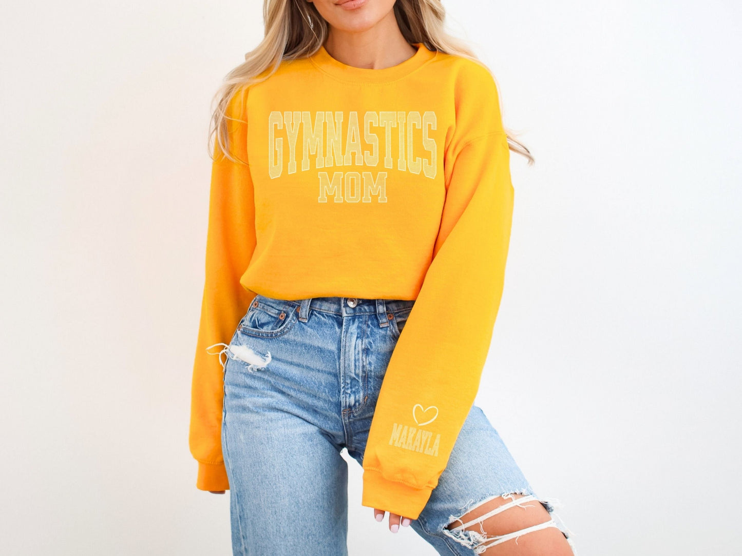 Gymnastics Mom Sweatshirt with Custom Sleeve Design