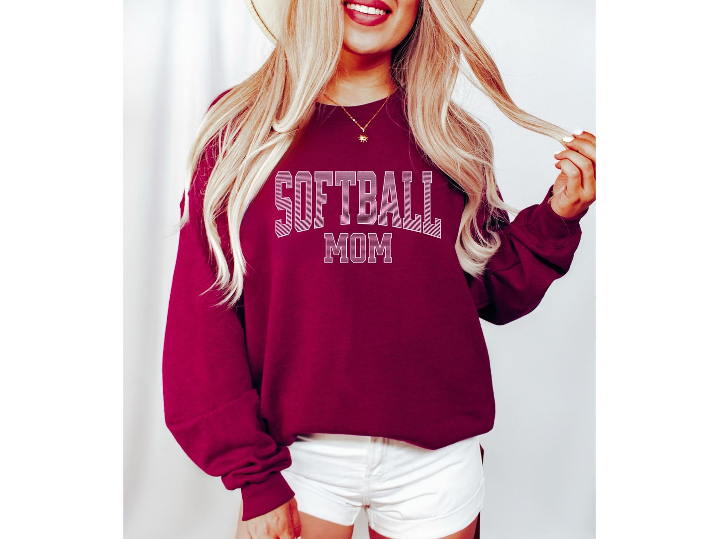 Softball Mom Sweatshirt with Custom Sleeve Design