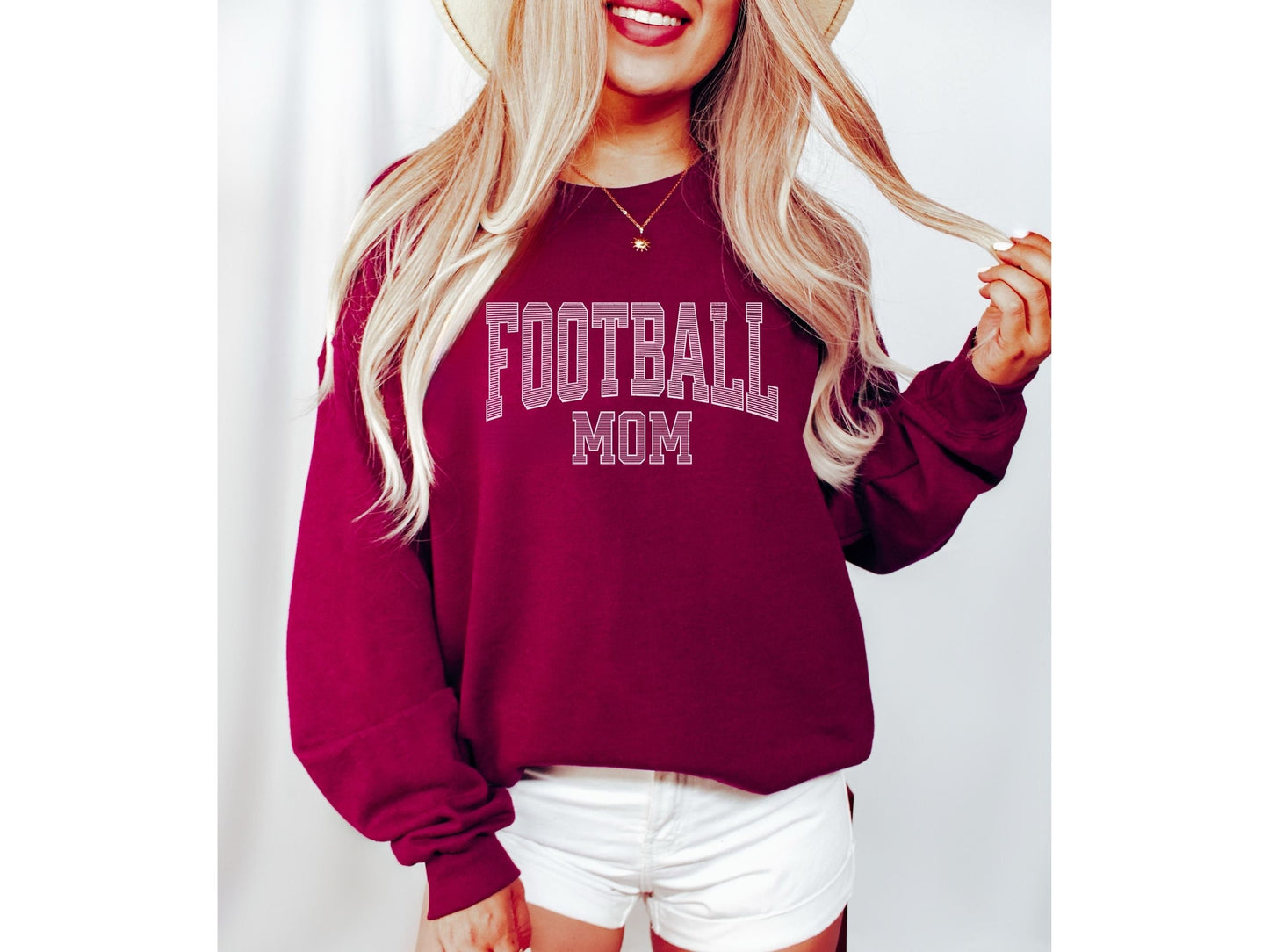 Football Mom Sweatshirt with Custom Sleeve Design