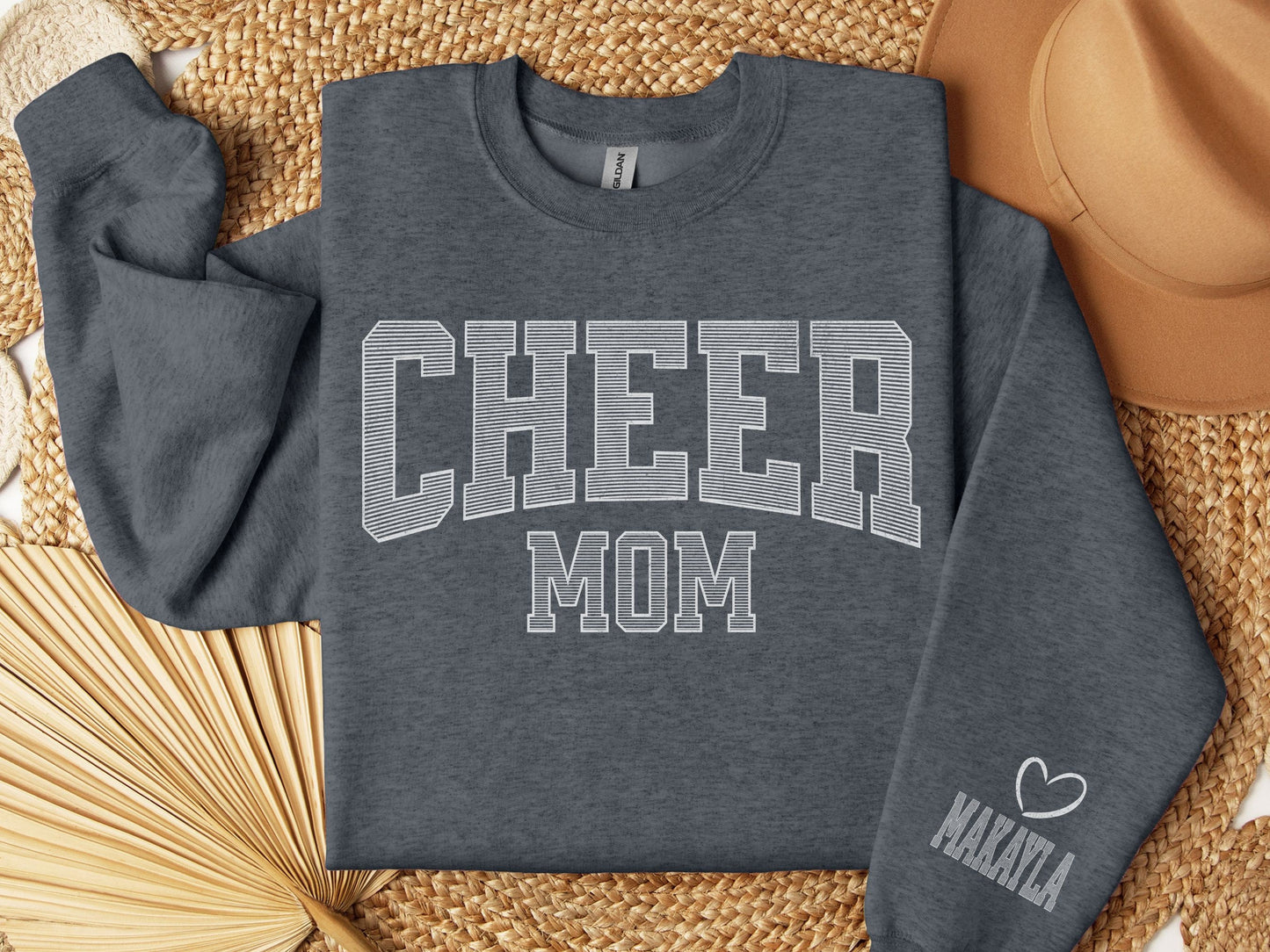 Cheer Mom Sweatshirt with Custom Sleeve Design