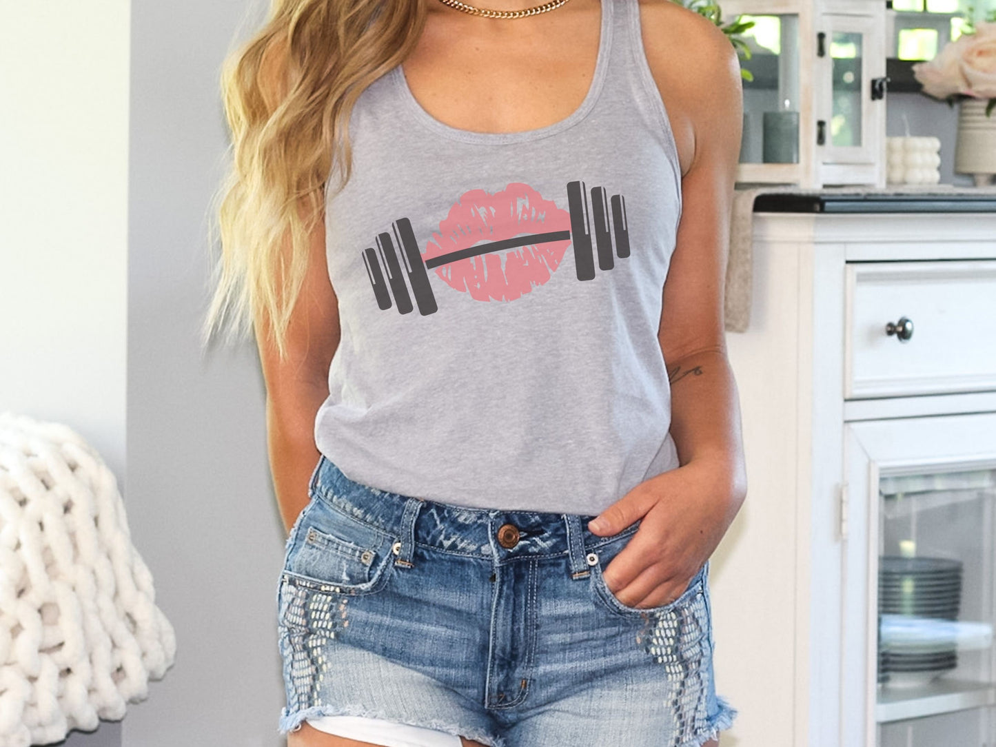 Kiss Barbell Workout Tank Top