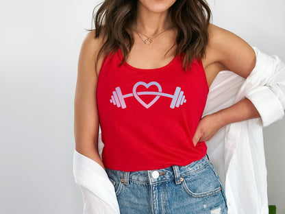 Heart Barbell Workout Tank Top