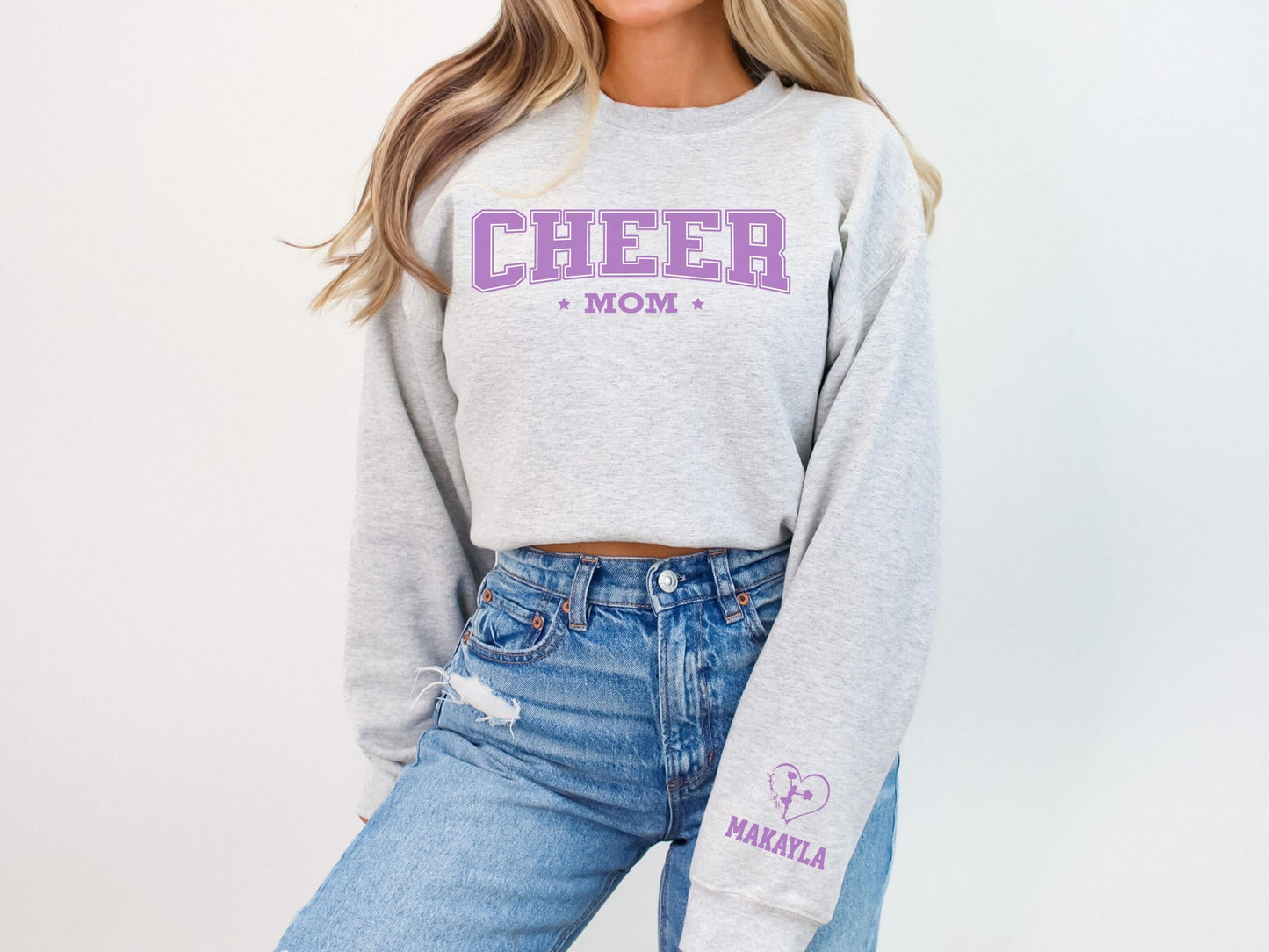 Cheer Mom Sweatshirt with Custom Sleeve Design