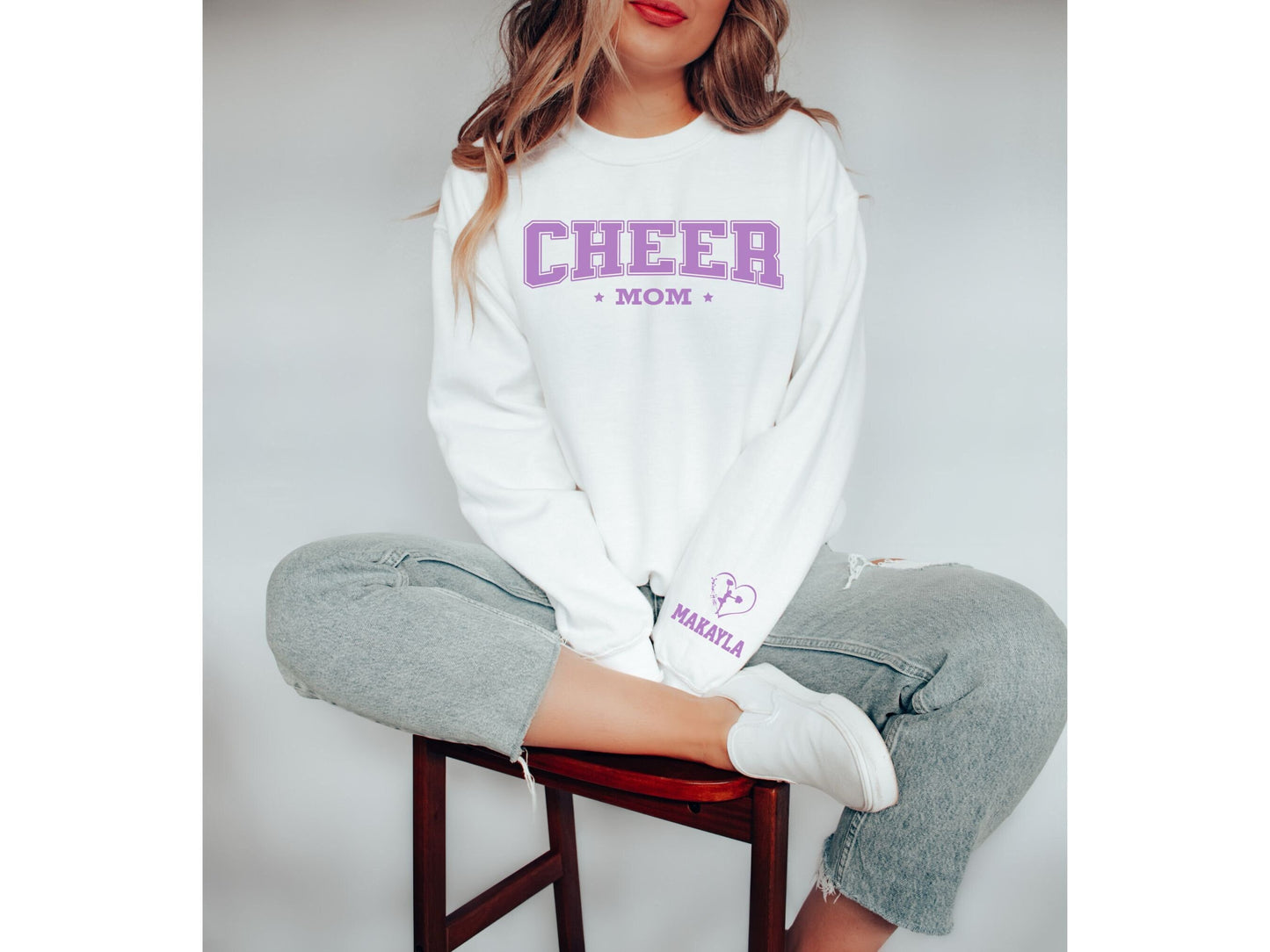 Cheer Mom Sweatshirt with Custom Sleeve Design