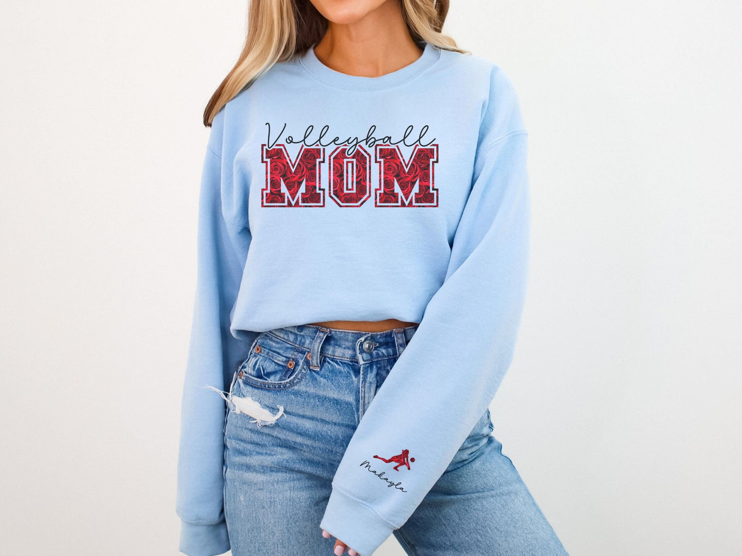 Volleyball Mom Sweatshirt with Custom Sleeve Design