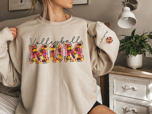 Volleyball Mom Sweatshirt with Custom Sleeve Design