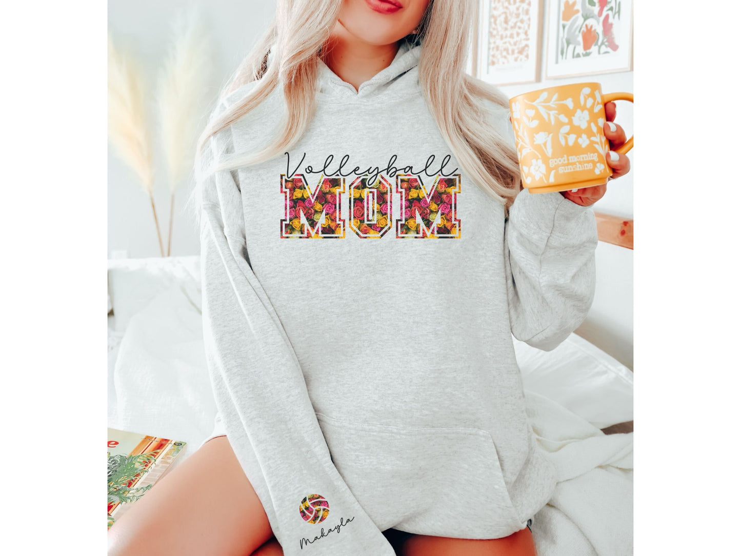 Volleyball Mom Sweatshirt with Custom Sleeve Design