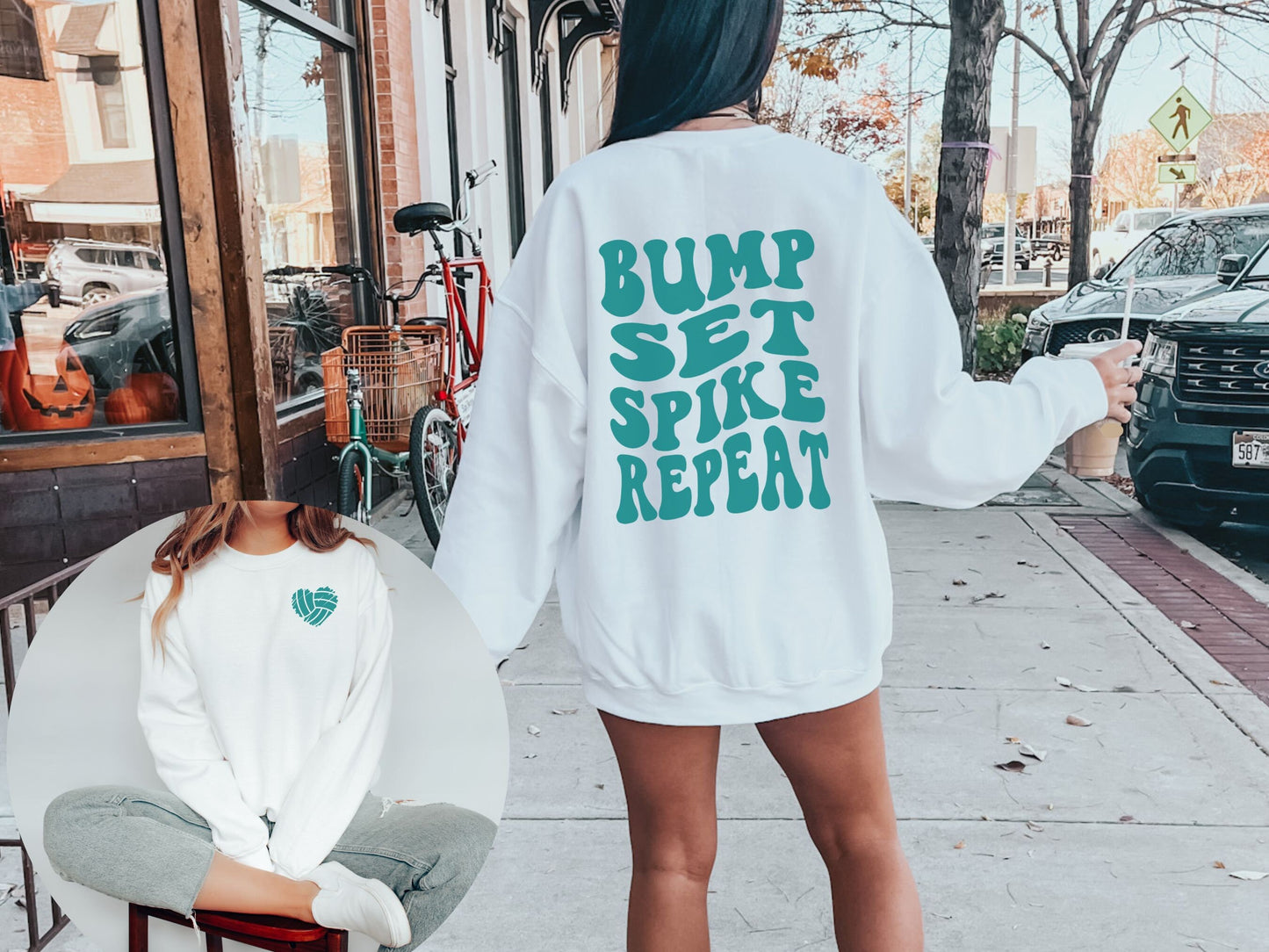 Bump Set Spike Repeat Volleyball Sweatshirt