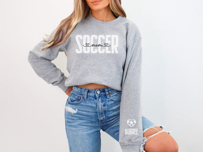 Personalized Soccer Mom Sweatshirt with Custom Sleeve Design