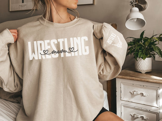 Wrestling Mom Sweatshirt with Custom Sleeve Design