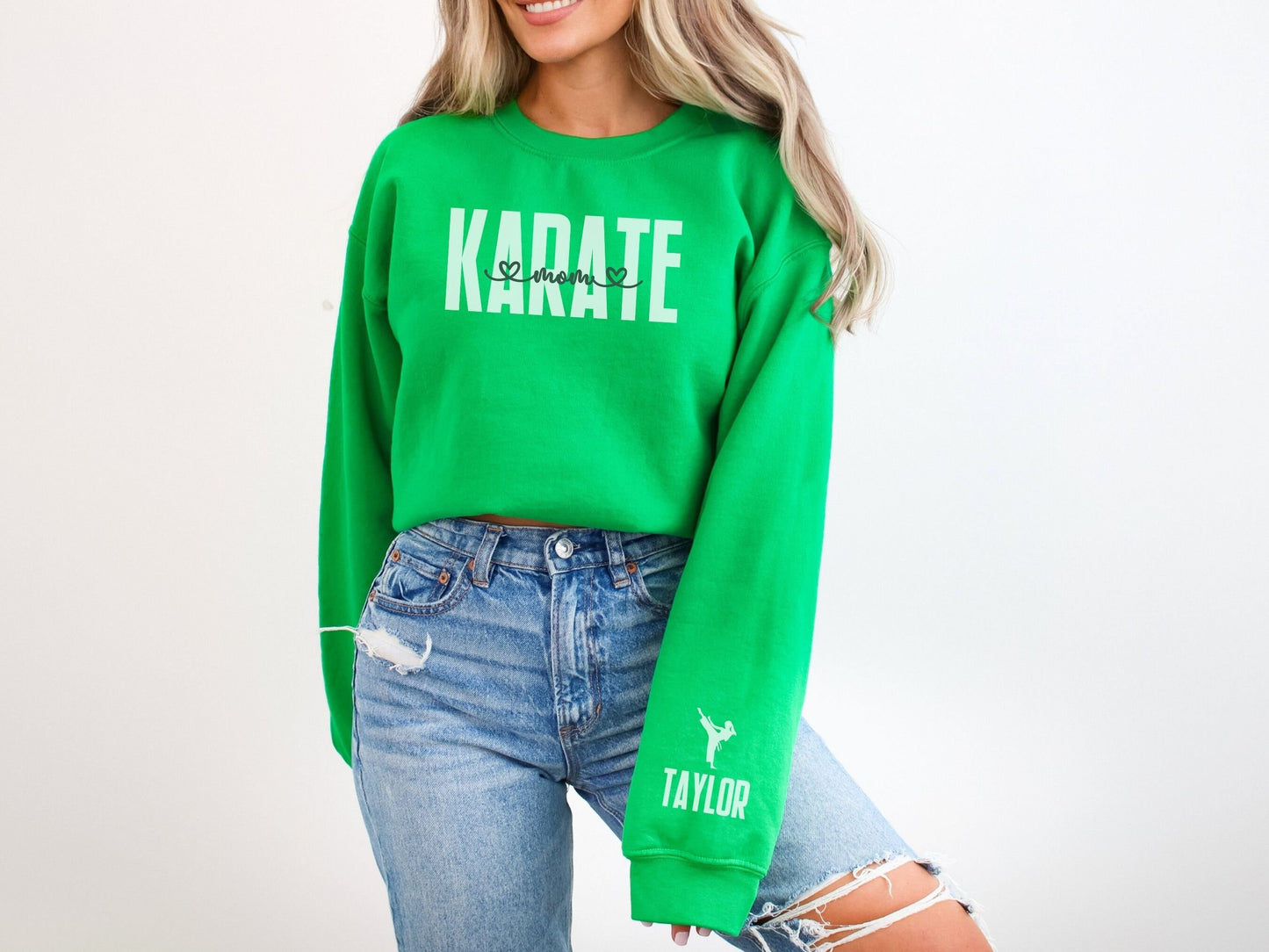 Karate Mom Sweatshirt with Custom Sleeve Design