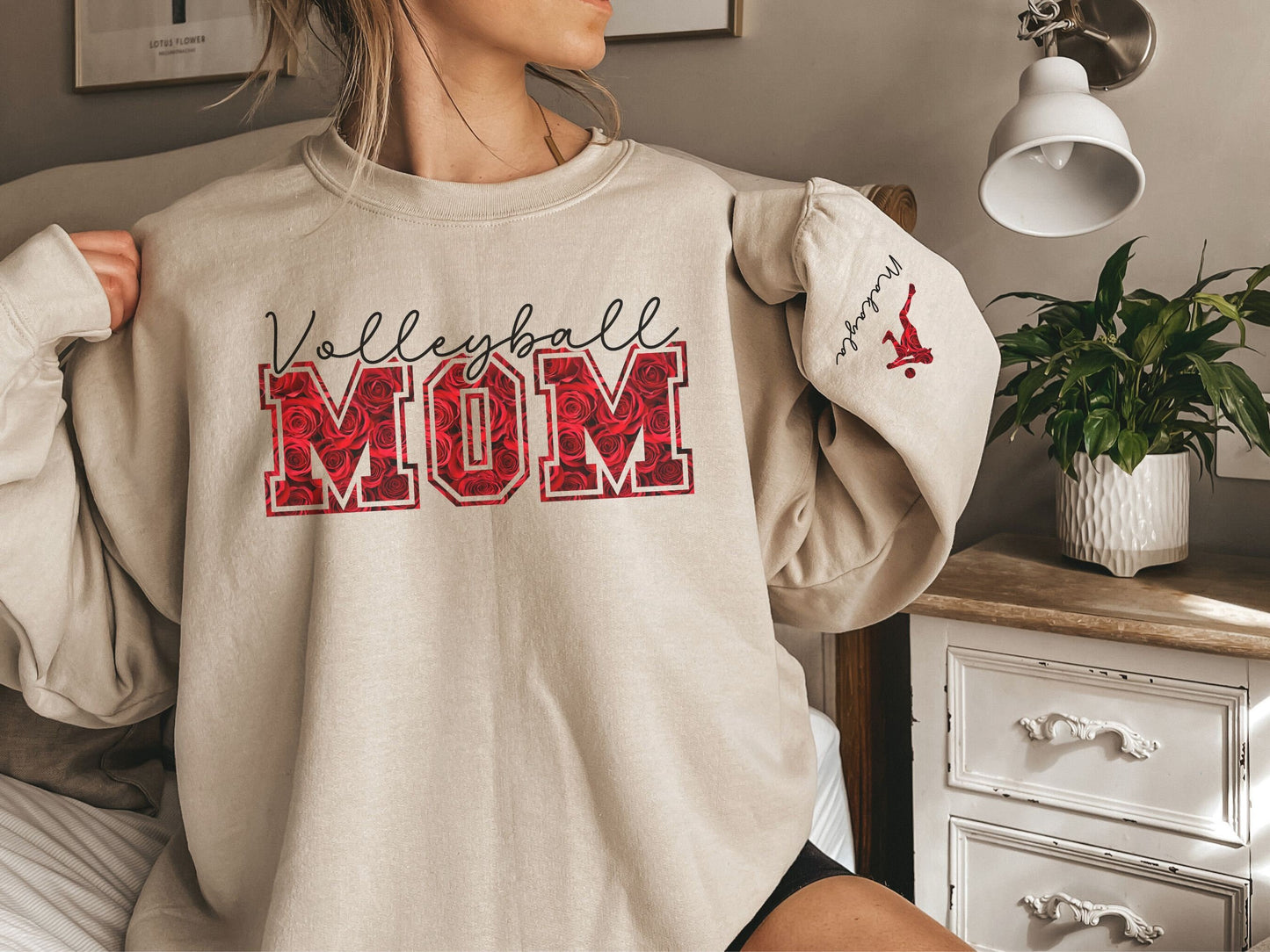 Volleyball Mom Sweatshirt with Custom Sleeve Design