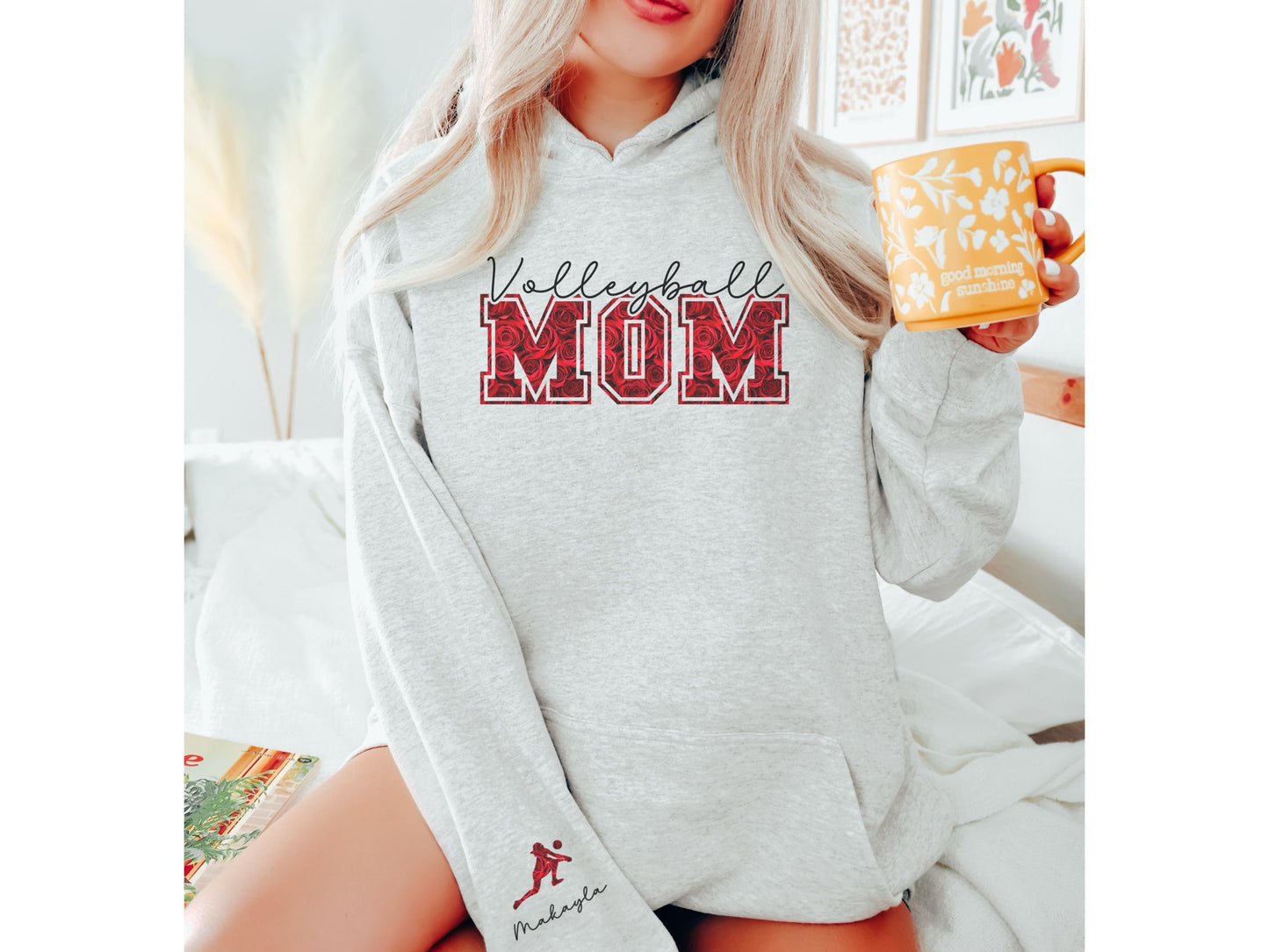 Volleyball Mom Sweatshirt with Custom Sleeve Design