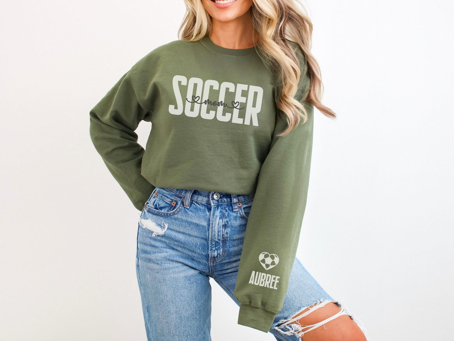 Personalized Soccer Mom Sweatshirt with Custom Sleeve Design