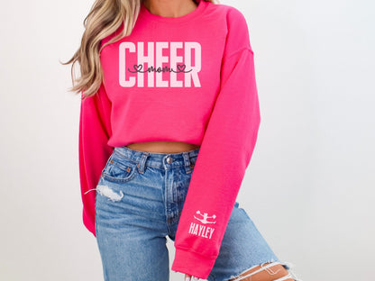 Cheer Mom Sweatshirt with Custom Sleeve Design