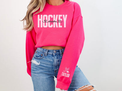 Hockey Mom Sweatshirt with Custom Sleeve Design