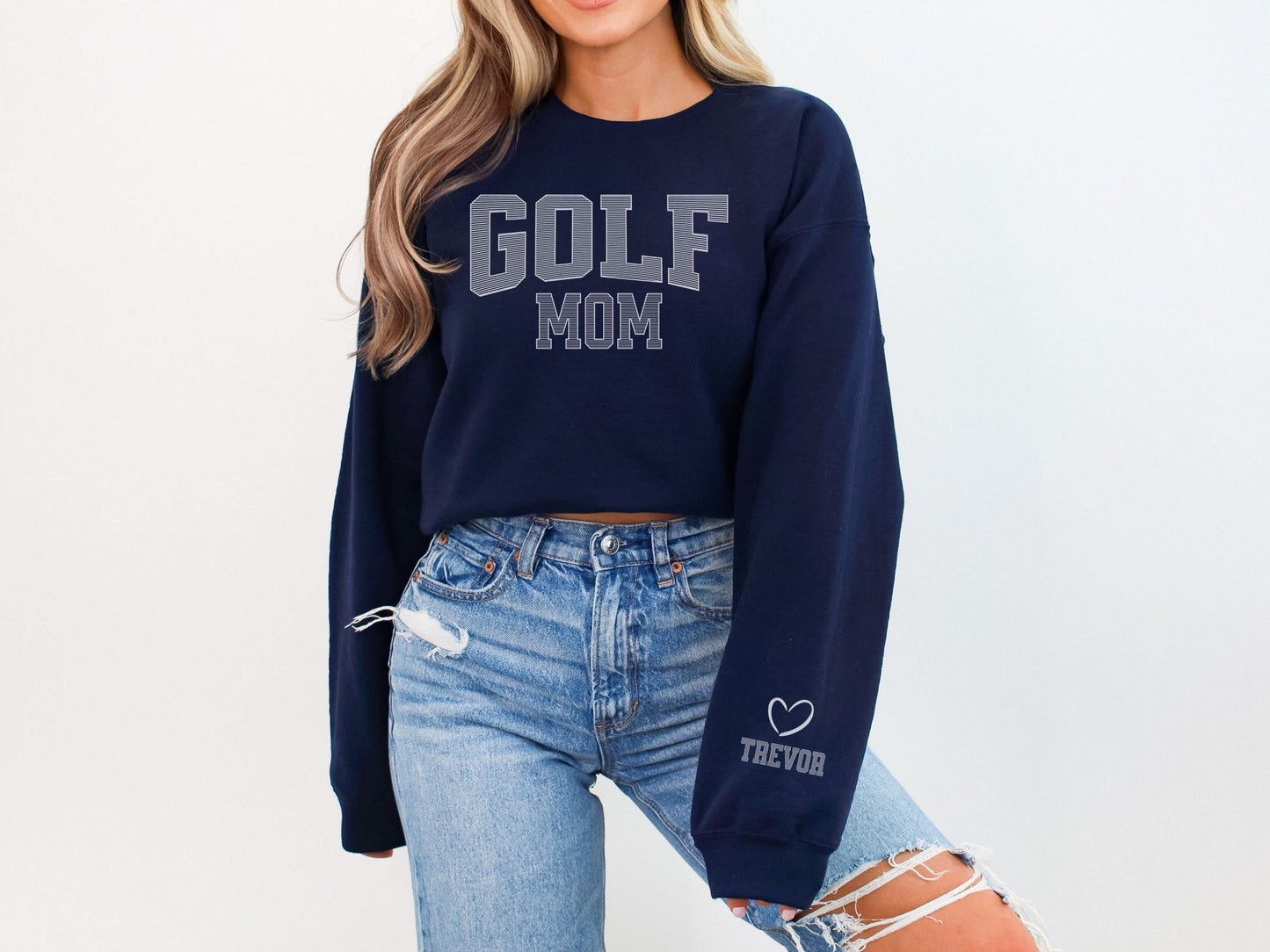 Golf Mom Sweatshirt with Custom Sleeve Design