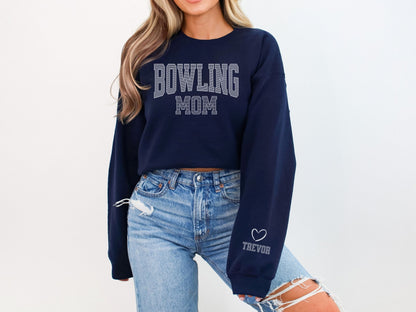 Bowling Mom Sweatshirt with Custom Sleeve Design