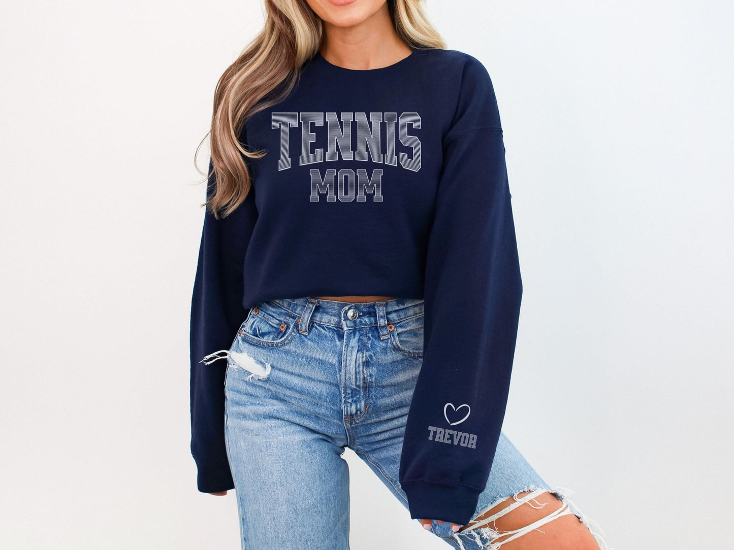 Tennis Mom Sweatshirt with Custom Sleeve Design