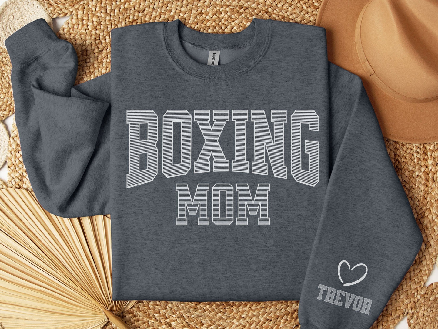 Boxing Mom Sweatshirt with Custom Sleeve Design