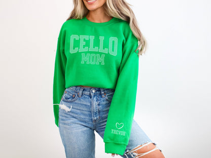 Cello Mom Sweatshirt with Custom Sleeve Design