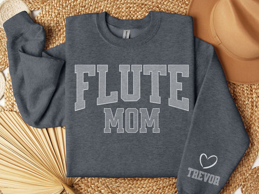 Flute Mom Sweatshirt with Custom Sleeve Design