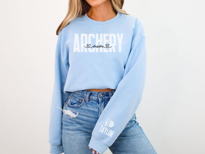 Archery Mom Sweatshirt with Custom Sleeve Design