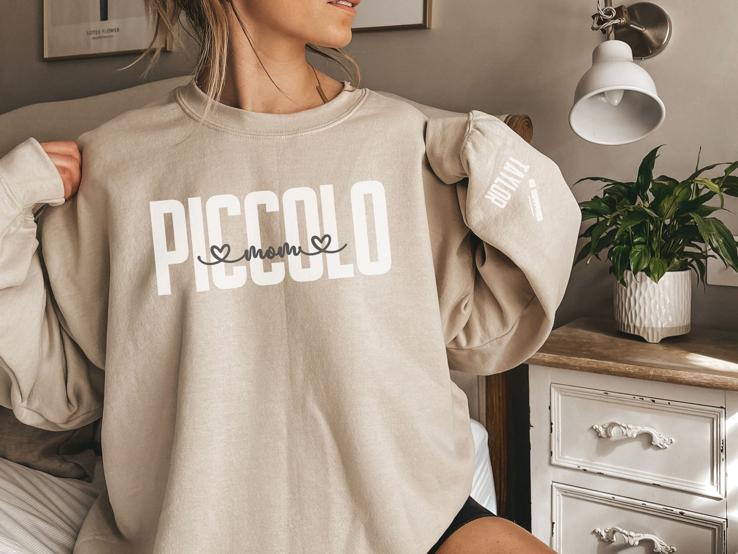 Piccolo Mom Sweatshirt with Custom Sleeve Design