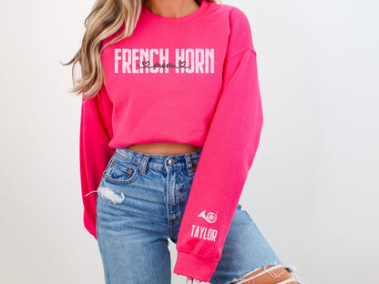 French Horn Mom Sweatshirt with Custom Sleeve Design