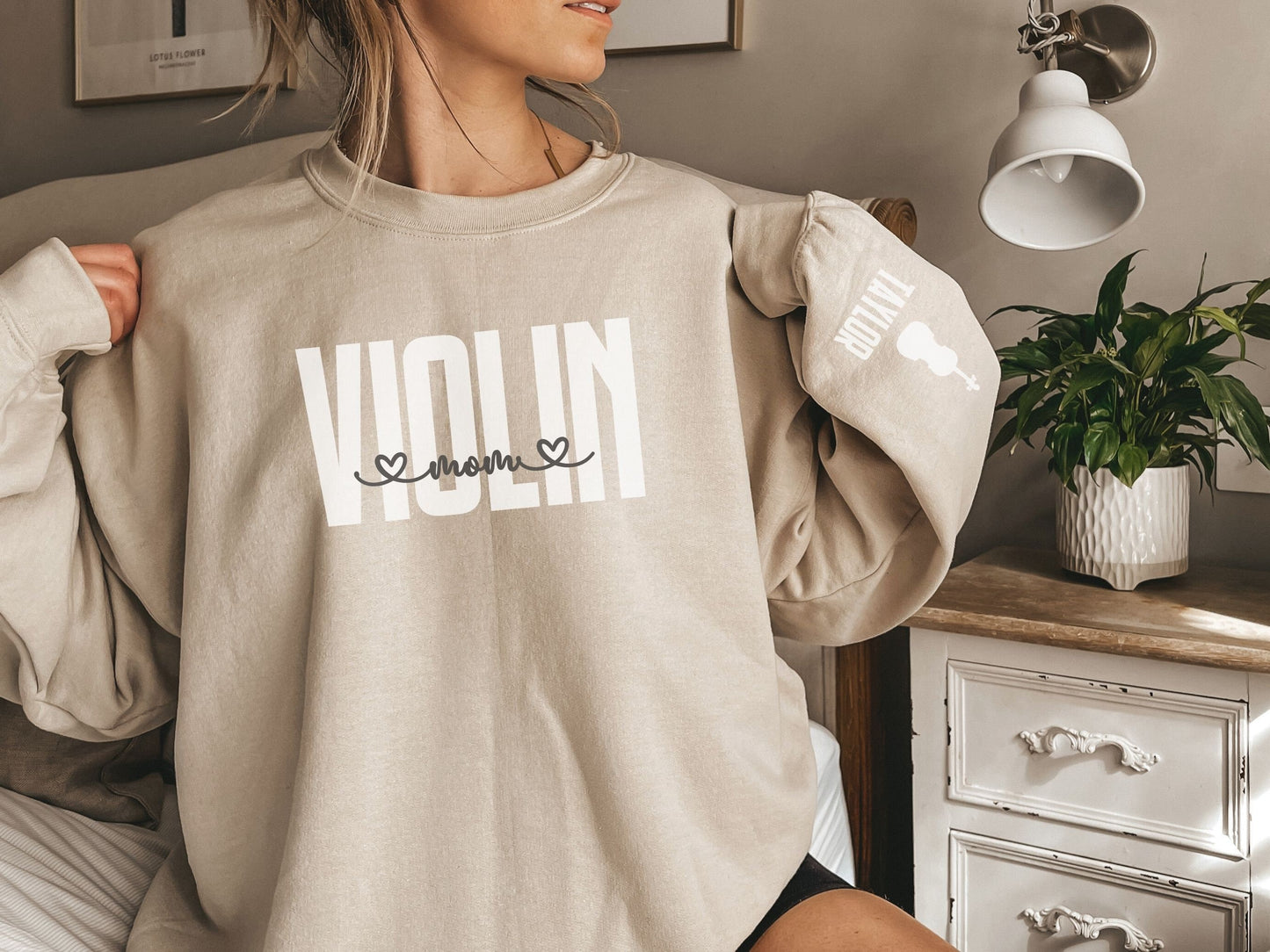 Violin Mom Sweatshirt with Custom Sleeve Design