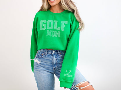 Golf Mom Sweatshirt with Custom Sleeve Design