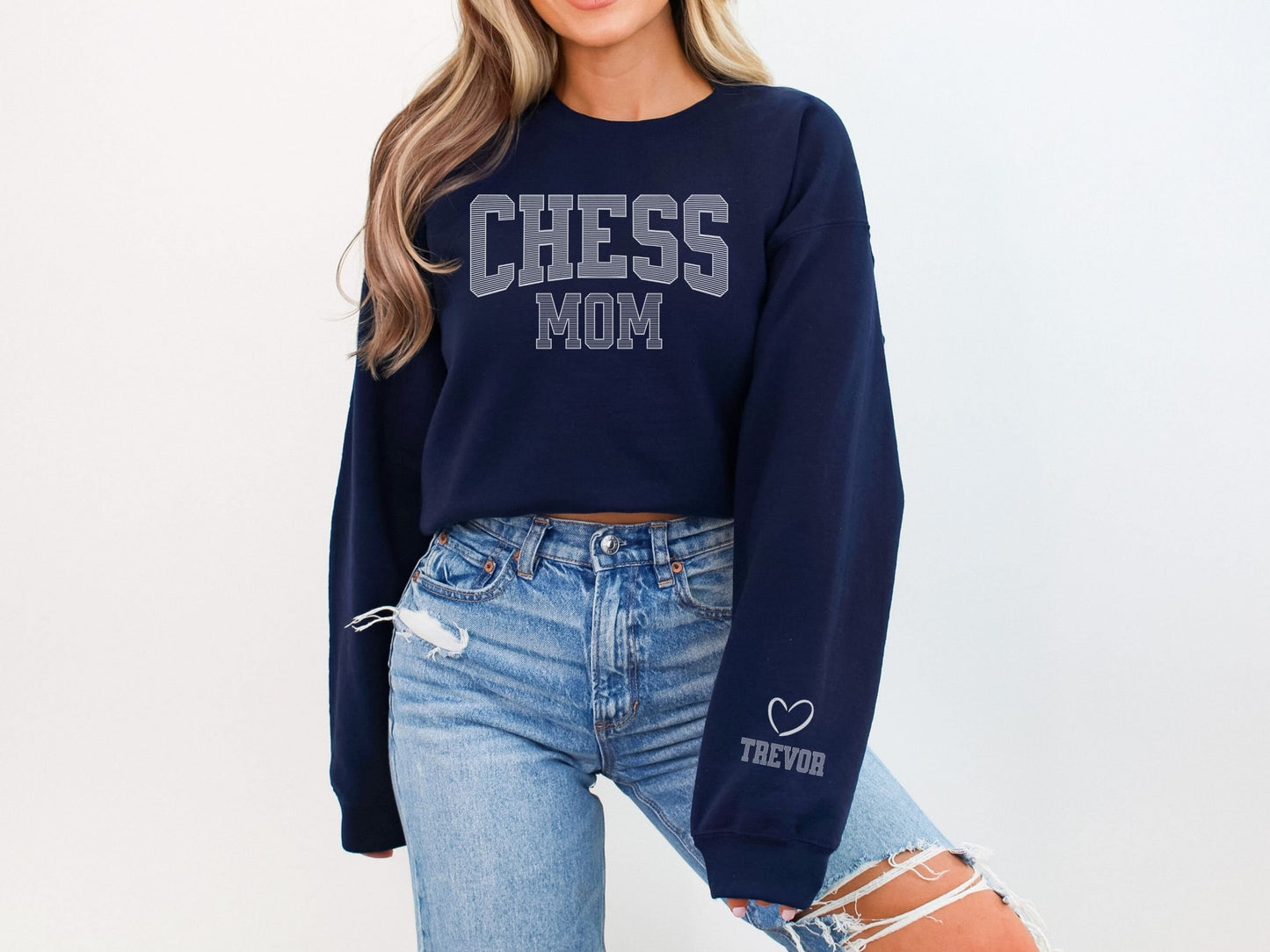 Chess Mom Sweatshirt with Custom Sleeve Design