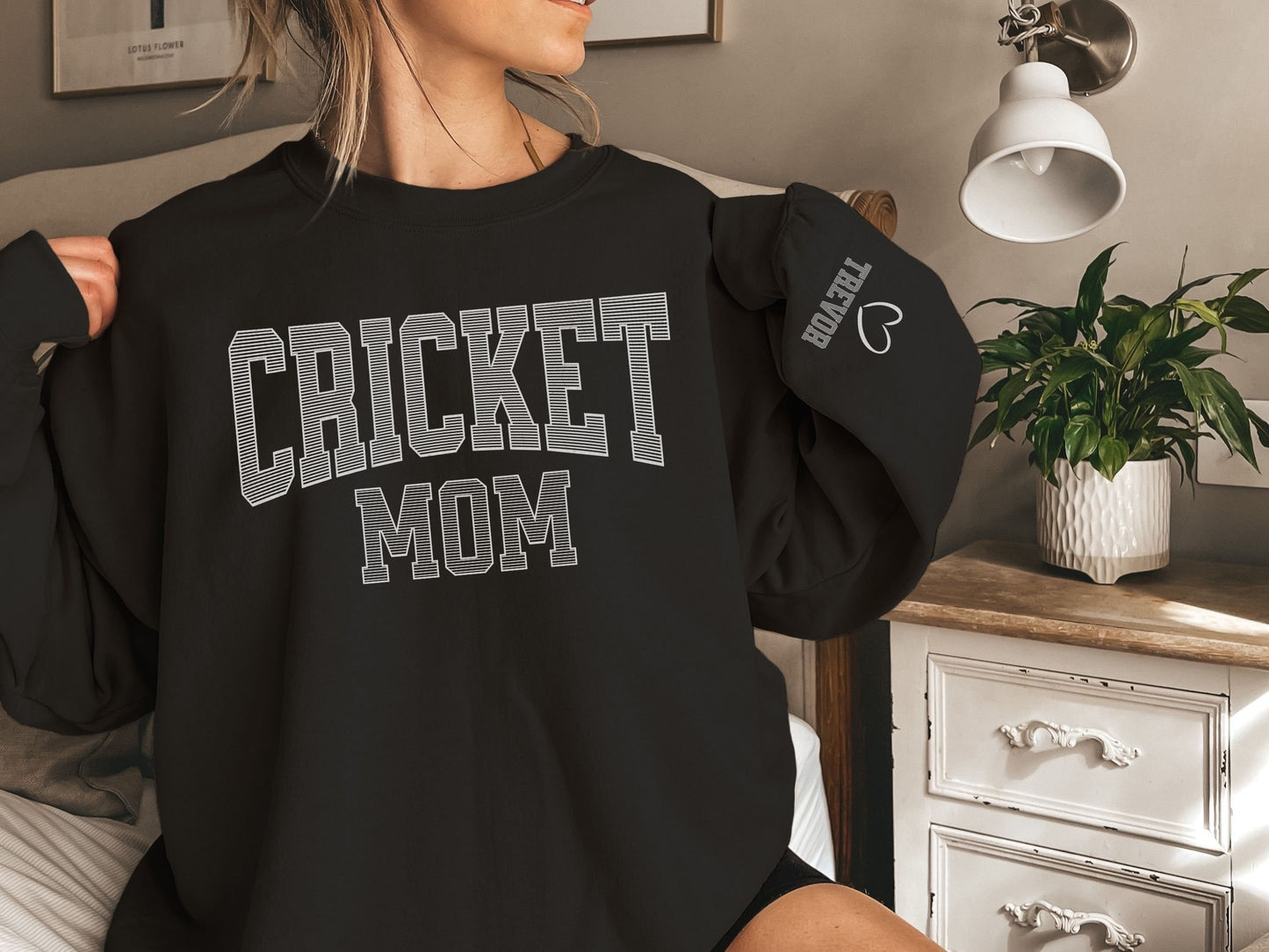 Cricket Mom Sweatshirt with Custom Sleeve Design