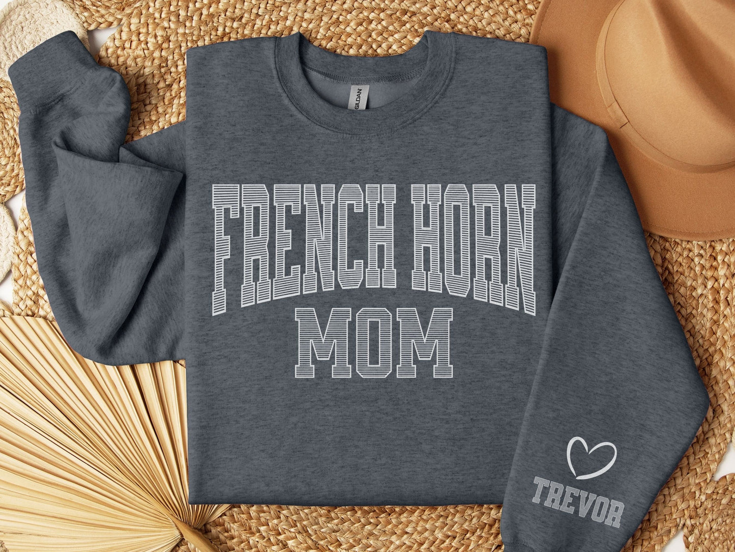 French Horn Mom Sweatshirt with Custom Sleeve Design
