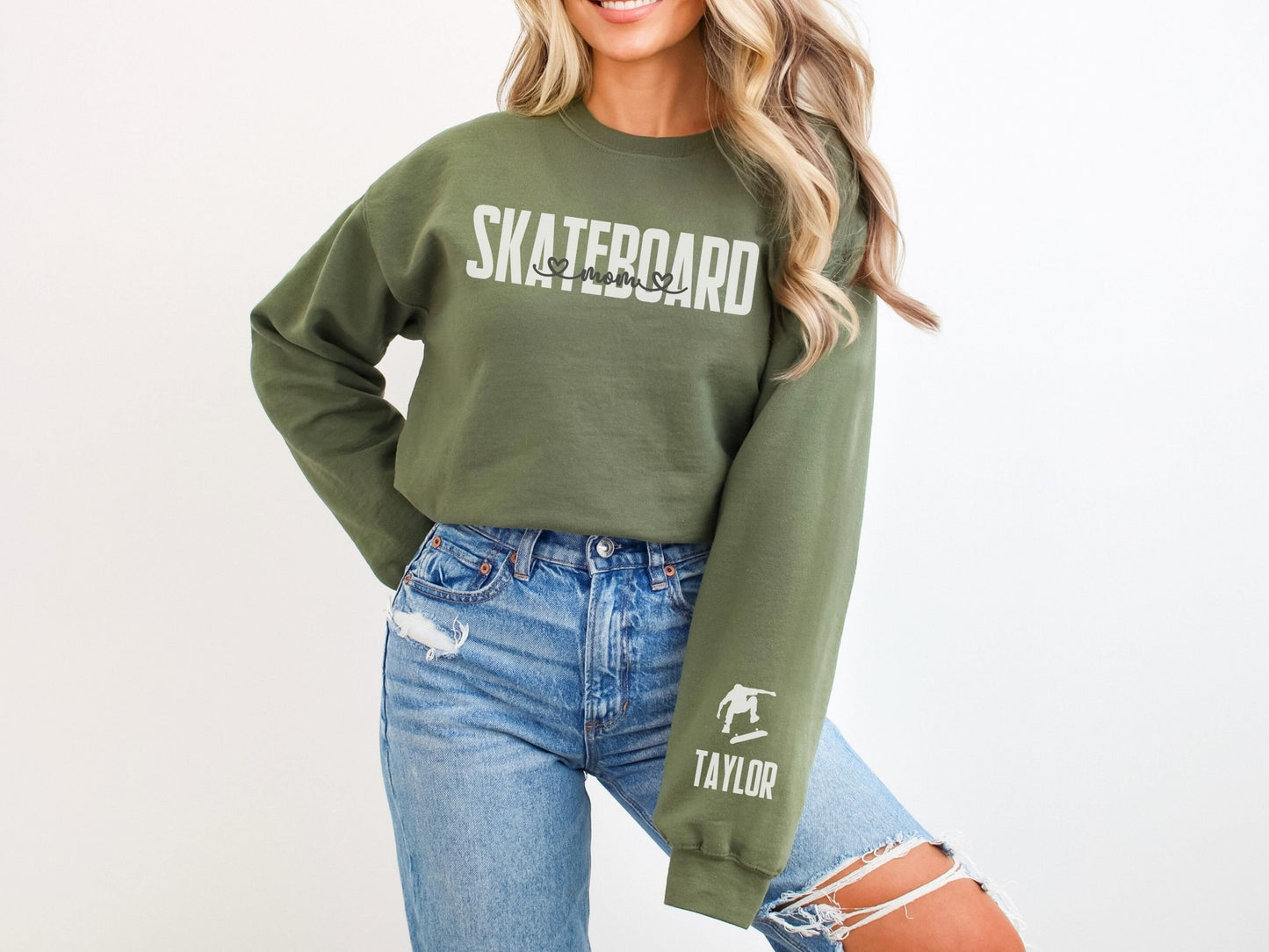 Skateboard Mom Sweatshirt with Custom Sleeve Design