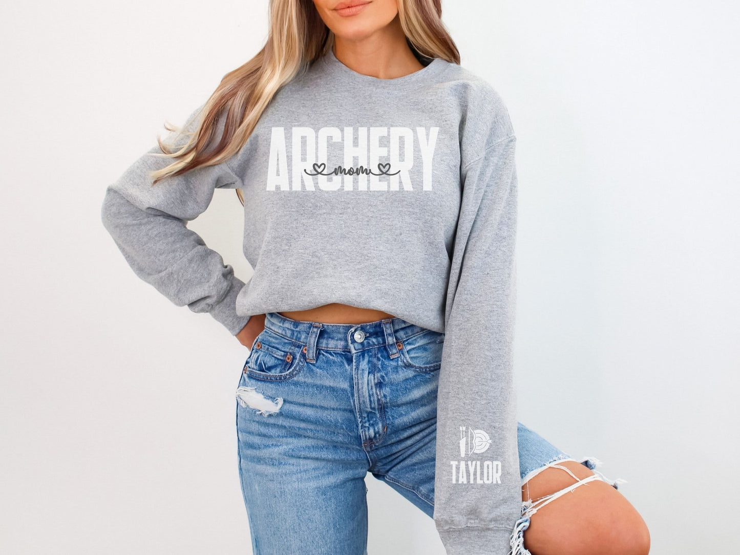 Archery Mom Sweatshirt with Custom Sleeve Design