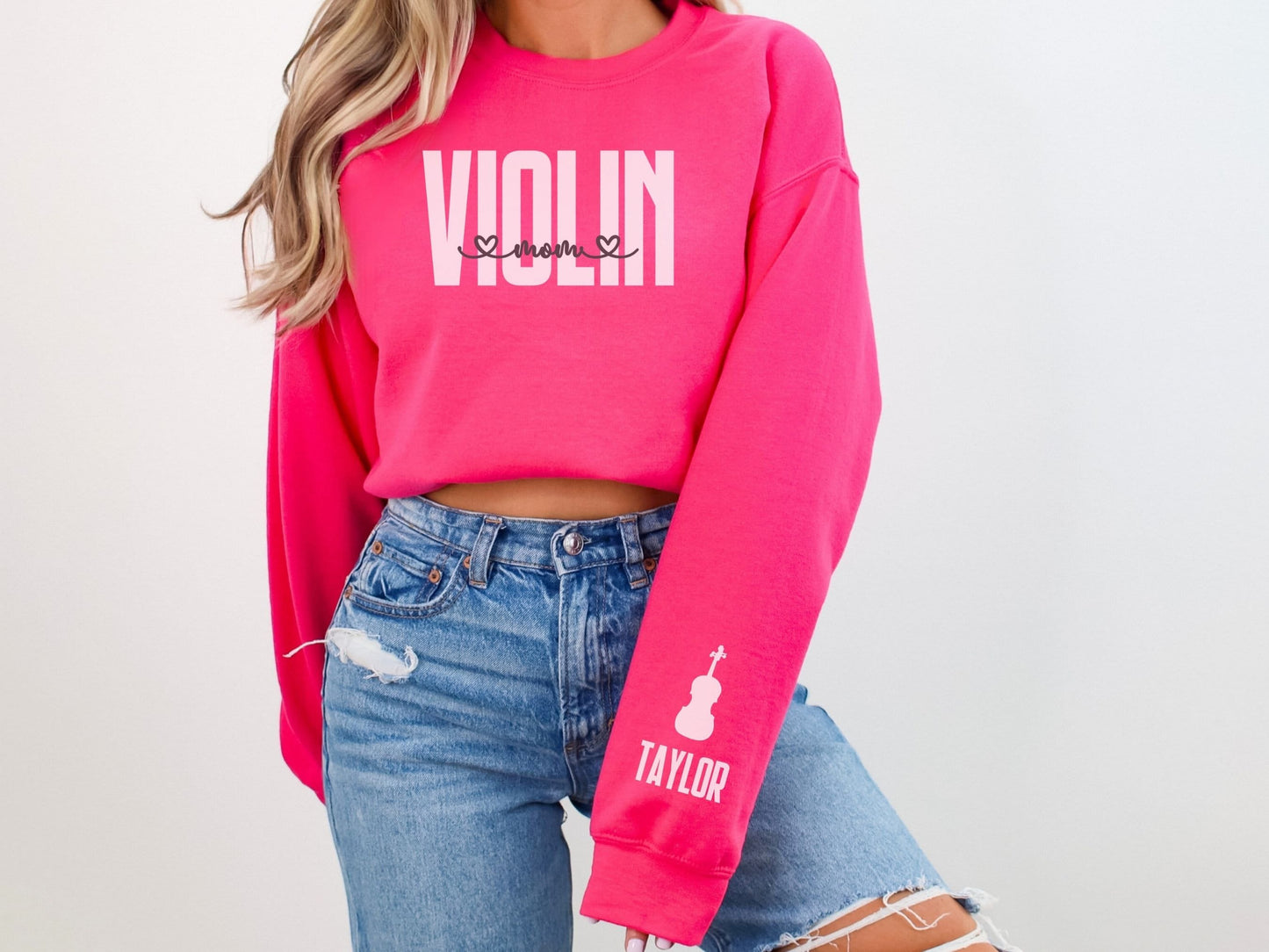 Violin Mom Sweatshirt with Custom Sleeve Design