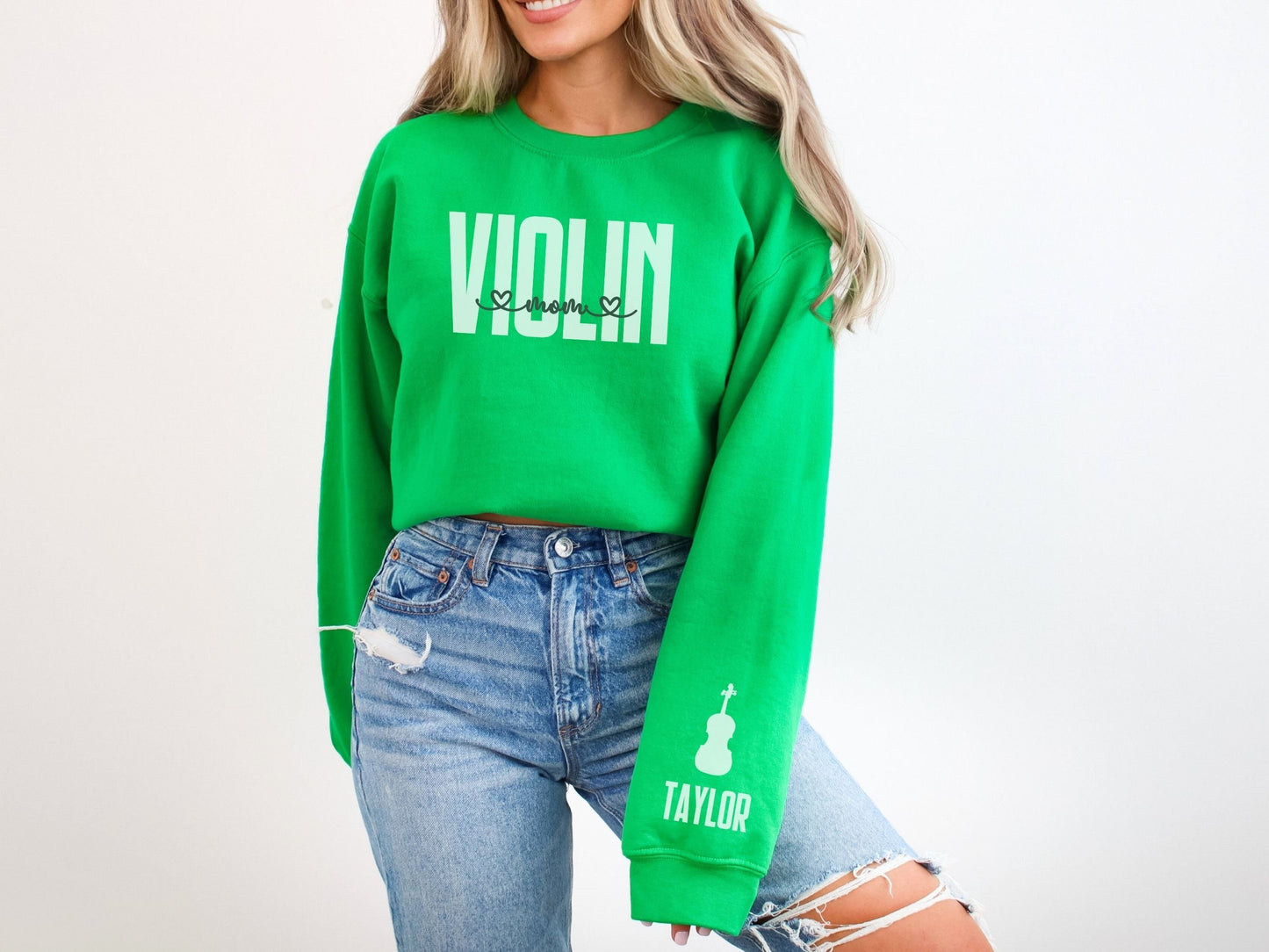 Violin Mom Sweatshirt with Custom Sleeve Design